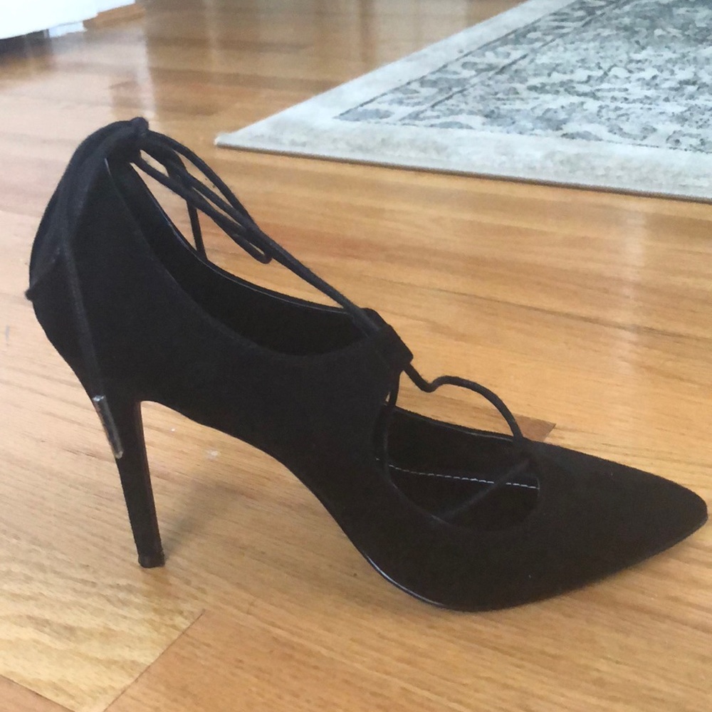 Charles David “Pierogi” black microsuede heels